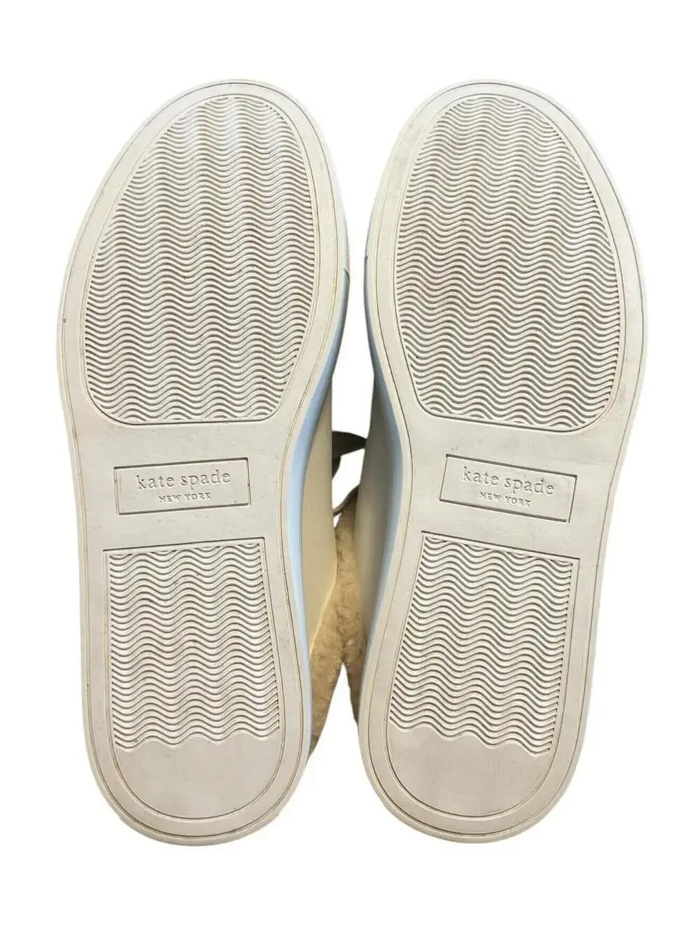 Kate Spade White Fez Mule Winter Sneakers Faux Fur Lined Coquette Preppy 6.5B